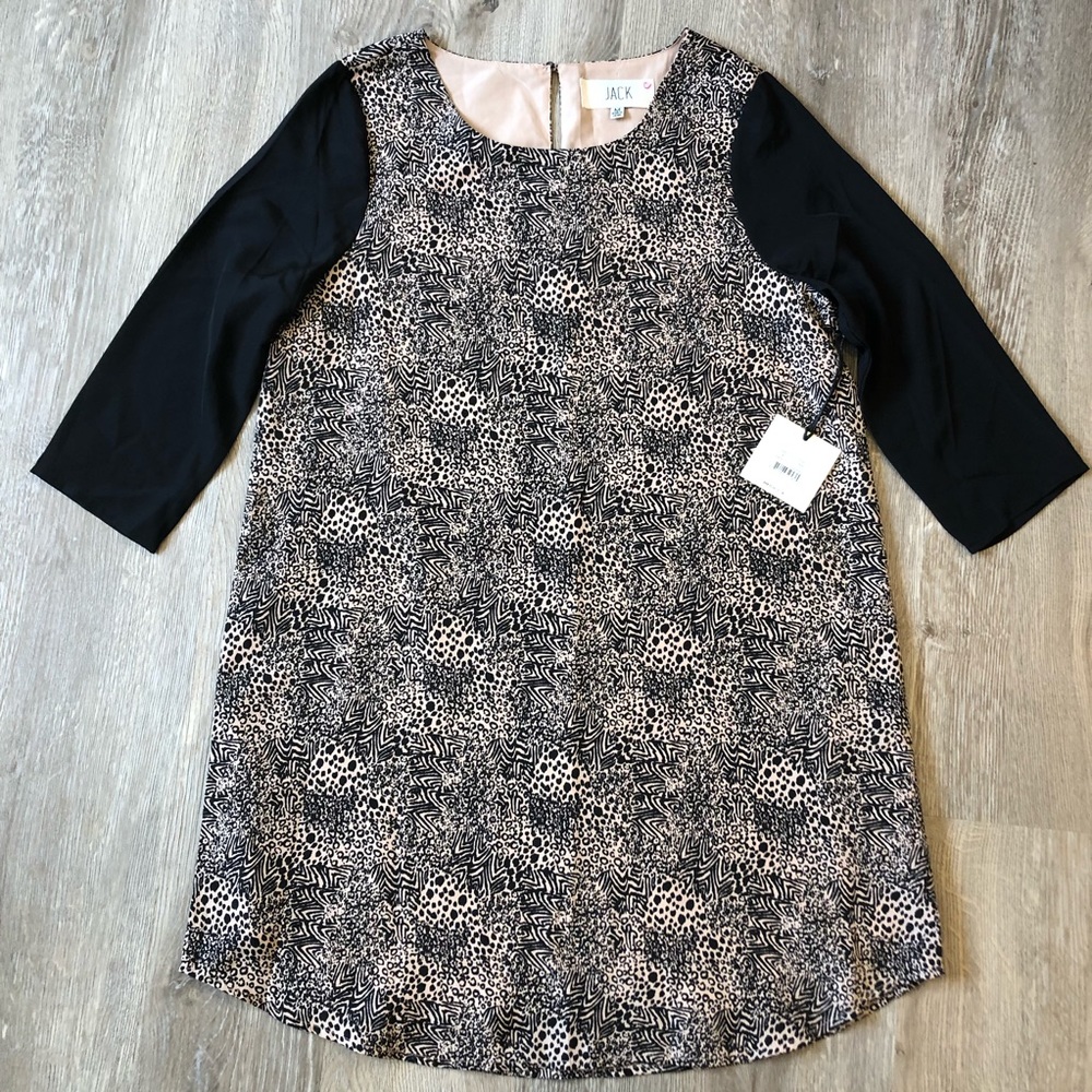JACK BY BB DAKOTA 3/4 Sleeve Animal Print Shift Dress